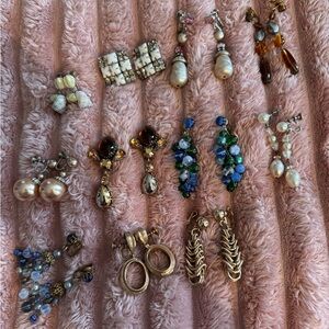 Lot of 11 costume jewelry clip on earrings